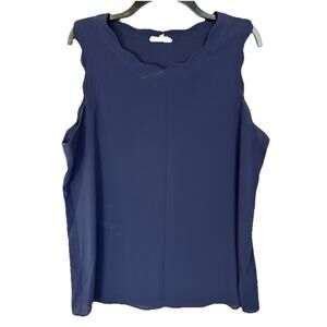 Pleione Women's Sleeveless Blouse Top XL Navy Feminine Lightweight Minimalist